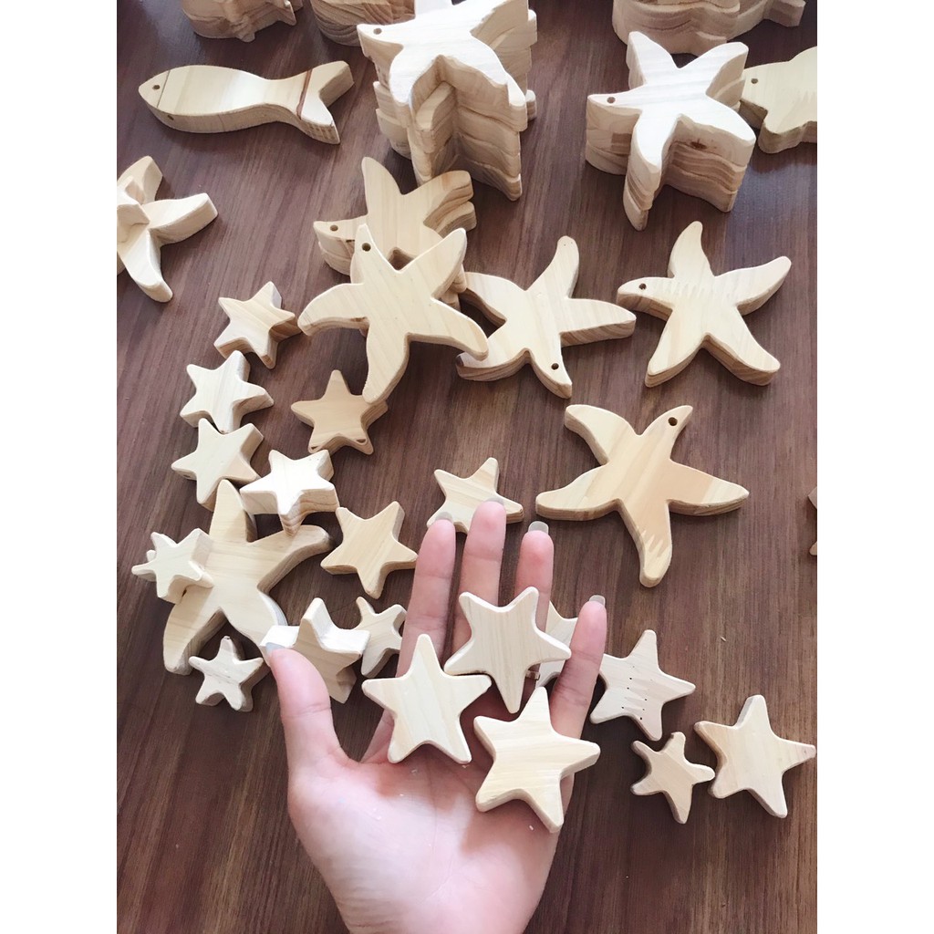 Sao Biển Bằng Gỗ Thông Tự Nhiên Dày 15mm Trang Trí Nhà Cửa, Đồ Chơi Cho Bé Học Tập Sáng Tạo, Làm Đồ Handmade