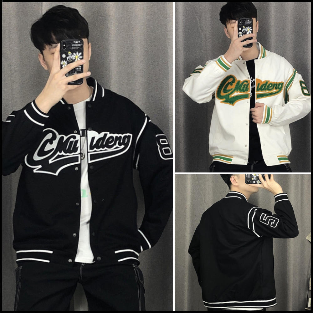 Áo Khoác Bomber 2 lớp, Áo Bomber bóng chày MUDENG form rộng, Chất liệu kaki dày dặn