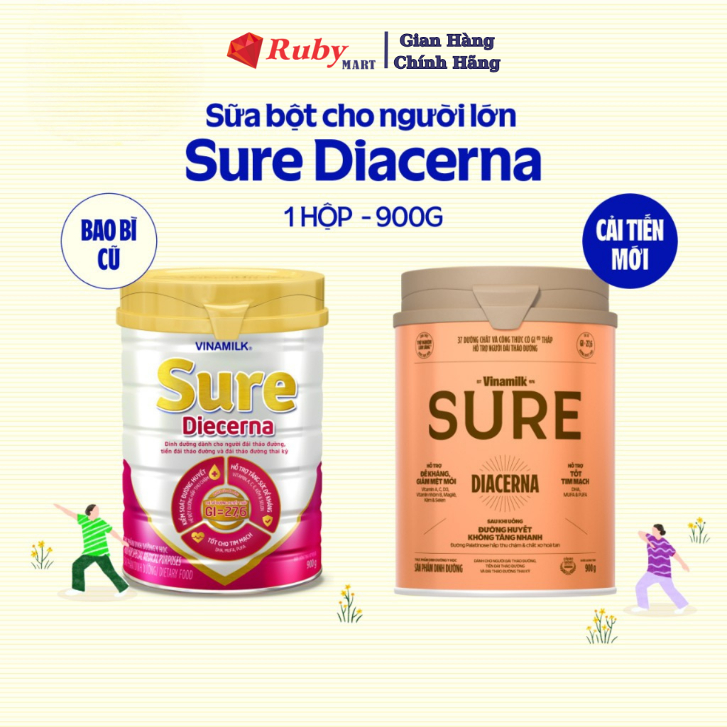  Sữa bột Vinamilk Sure Diecerna 900g Dinh Dưỡng Cho Người Bệnh Tiểu Đường 
