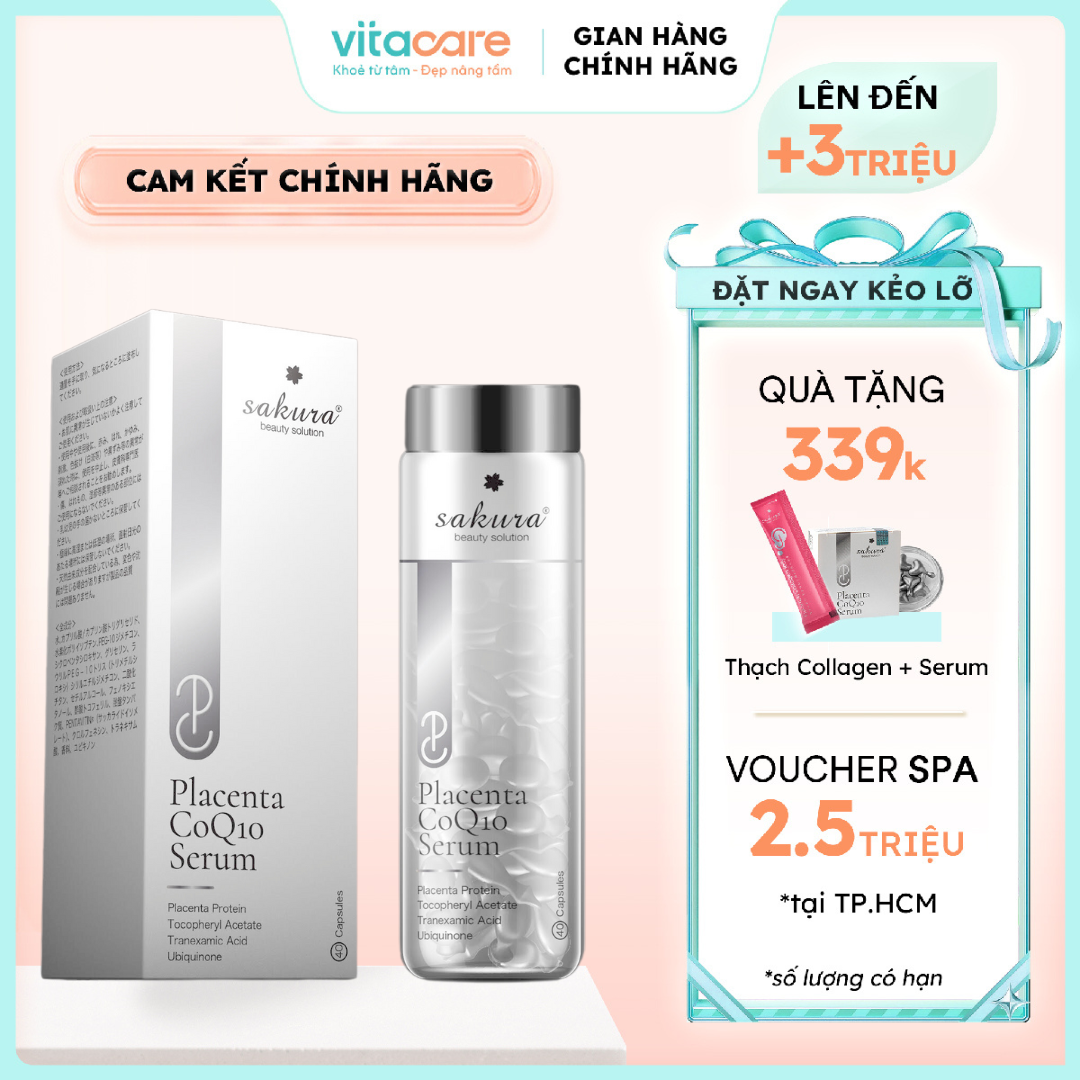 Serum dưỡng trắng da nhau thai cừu Sakura Sheep Placenta CoQ10 - Serum chống lão hoá da, dưỡng ẩm da mặt