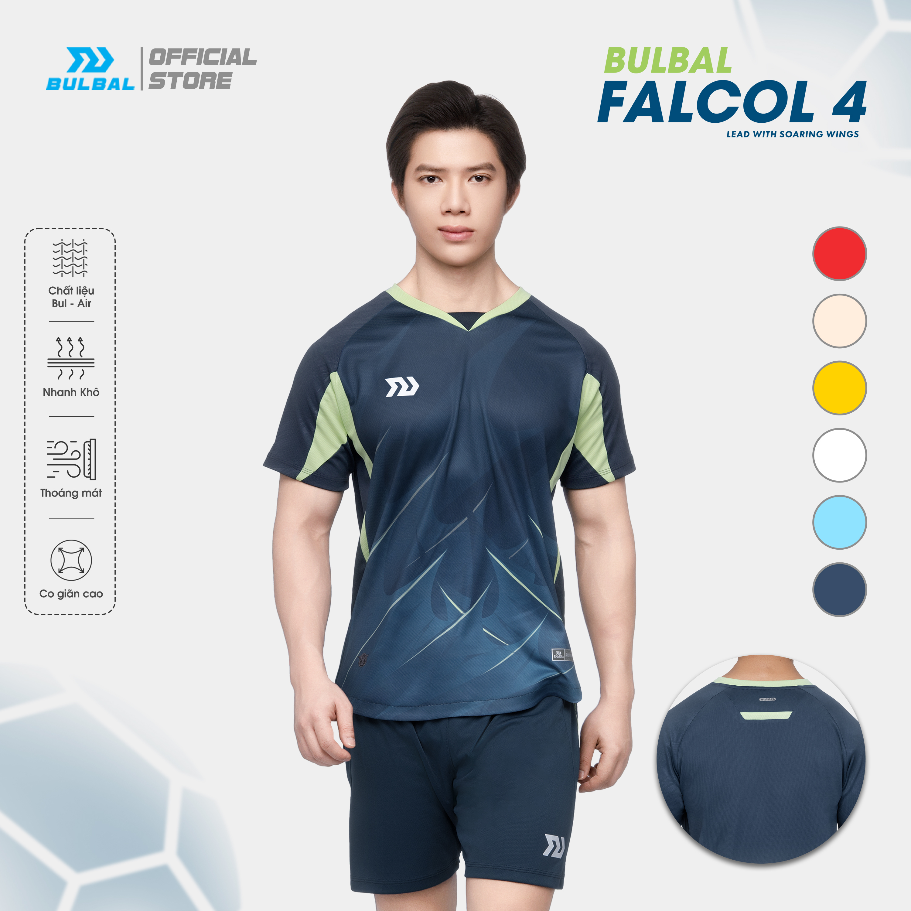 Bộ Quần Áo Bóng Đá Bulbal Falcol 4 chất liệu vải Bul-Air co giãn cao, thoáng mát