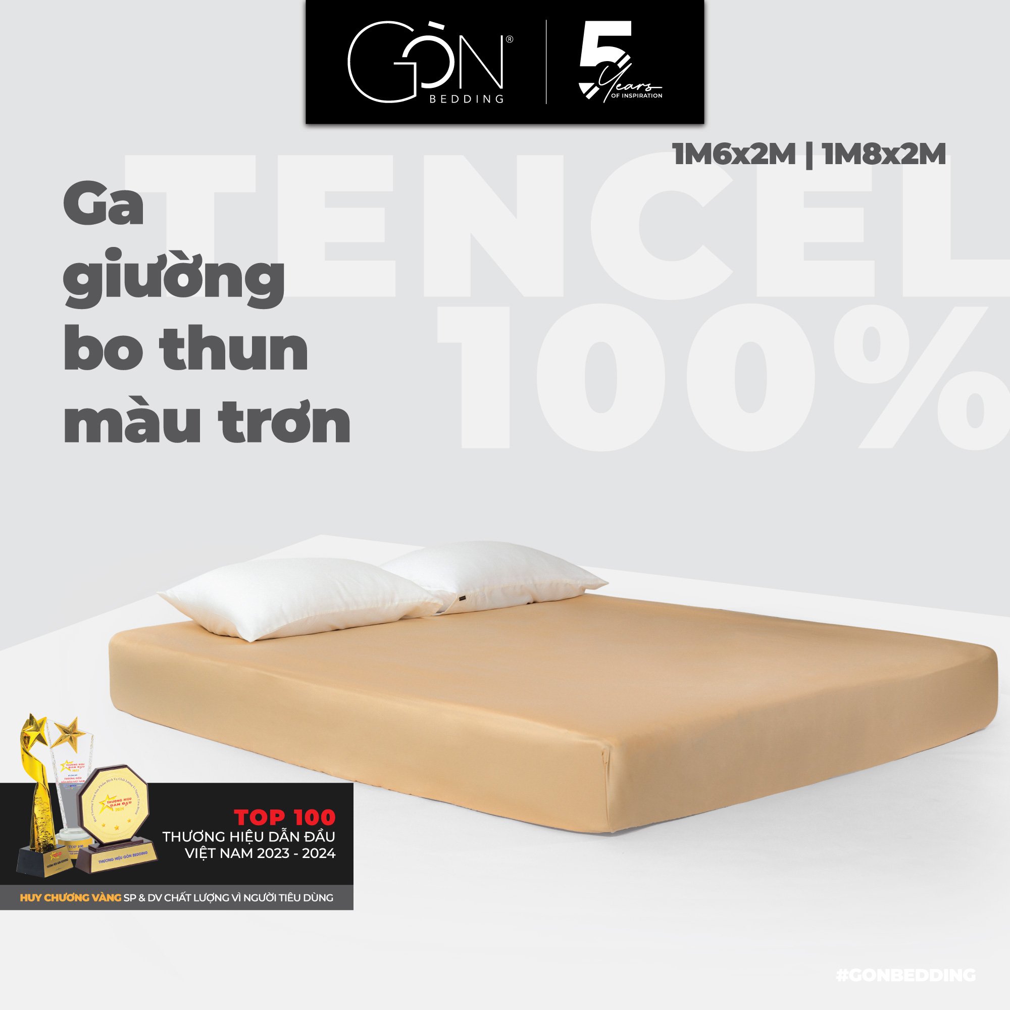 Ga Giường Lụa TENCEL Gòn Bedding Cao Cấp Bo Thun Màu Trơn - Kích Thước 1m6x2m, 1m8x2m (24 màu)