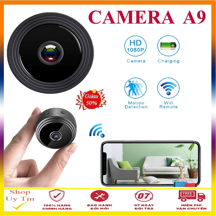 Camera mini mới nhất 2022- camera ip wifi không dây - camera siêu nhỏ wifi a9 fullhd 1080p đa năng- hồng ngoại quay ban đêm, hình ảnh sắc nét cả ngày và đêm, pin dung lượng khủng, siêu bền