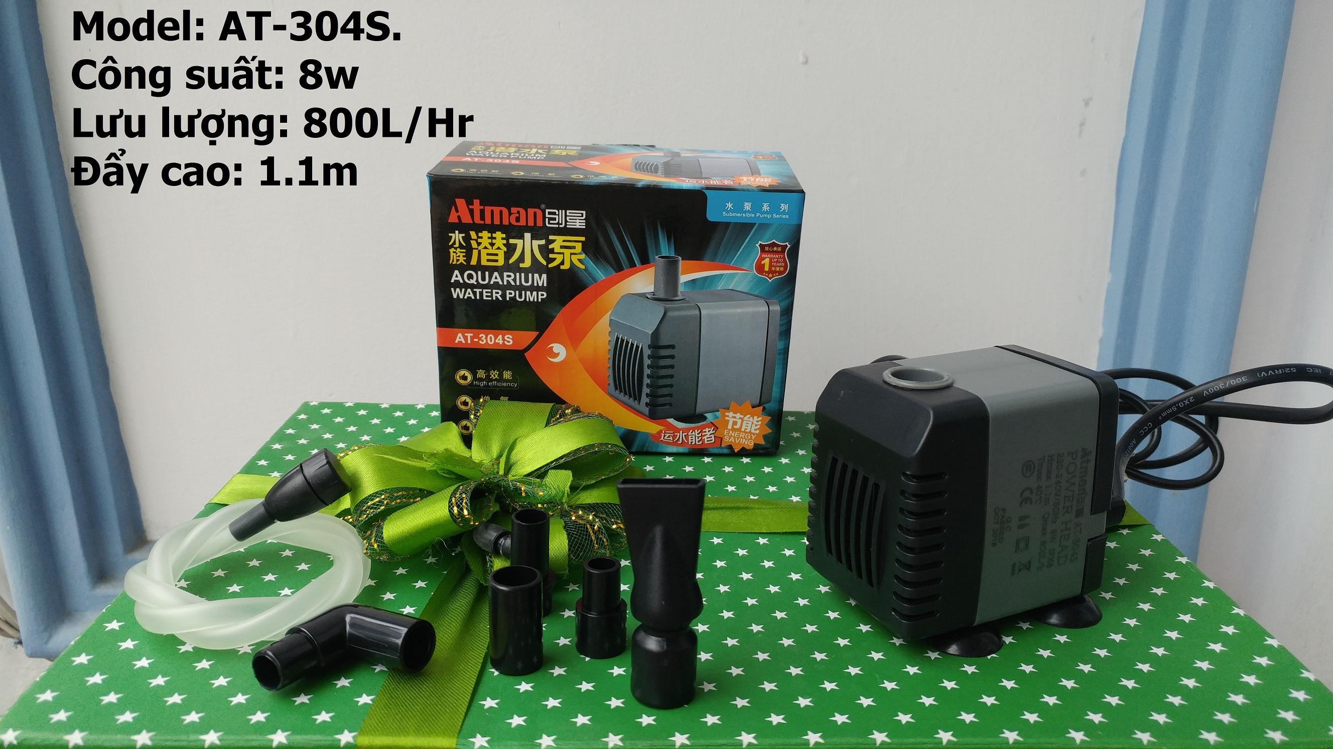 Máy bơm Atman 304S, 8W-800L/hr dùng cho hồ cá.