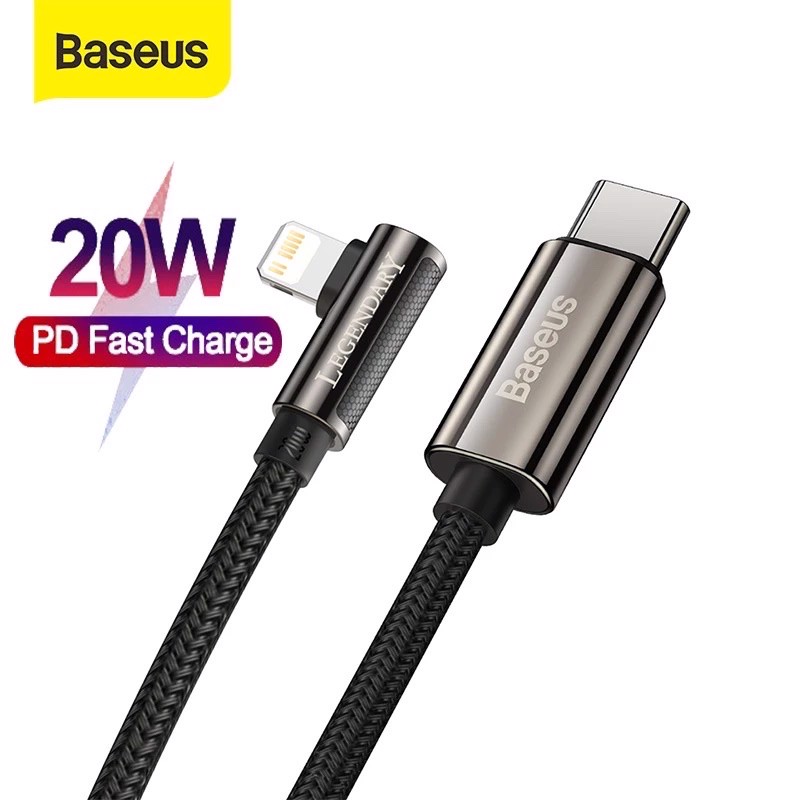 Cáp chơi game sạc nhanh cho iphone pd 20w type-c to lightning dây bọc dù có led dài 1m/2m chính hãng baseus