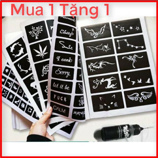 Hot mực xăm tạm thời tặng ngay 1 bảng khuôn a4 từ 35-100 khuôn