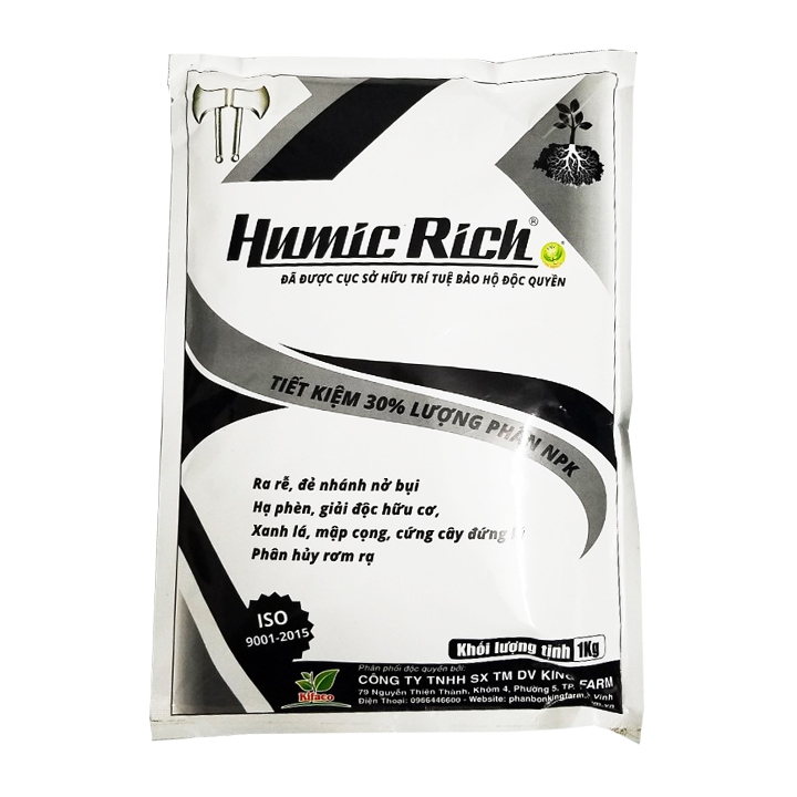 Phân bón Humic Rich dạng bột cải tạo đất kích ra rễ đẻ nhánh nhanh 1kg