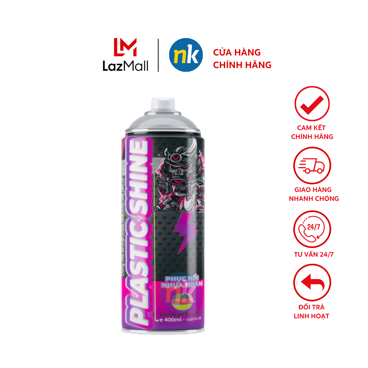 [Chính Hãng] Chai xịt phục hồi nhựa nhám, nhựa đen, dưỡng đen dàn nhám Sprayking Plastic Shine 400ml, dàn áo phai màu