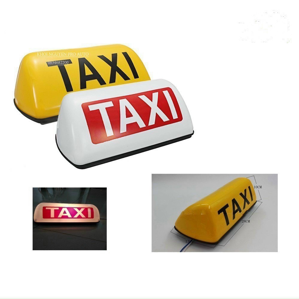 Mào TAXI có đèn, đế nam châm , cỡ to -nhỏ gồm 2 màu vàng và trắng loại 28cm