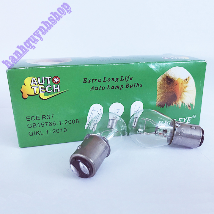 Hộp 10 Bóng Đèn Phanh Đèn Thắng Ô Tô Chân Cài 2 Tóc 12V 21/5W