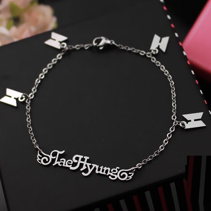 Lắc tay inox Bangtan Boys nhóm nhạc thành viên Bangtan Boys lắc tay vòng tay nam nữ thiết kế sáng tạo đẹp thời trang phong cách Hàn Quốc army