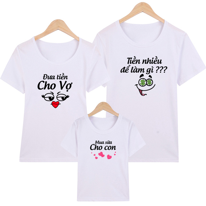 Áo thun gia đình in hình dễ thương chất thun dày mịn STGD72