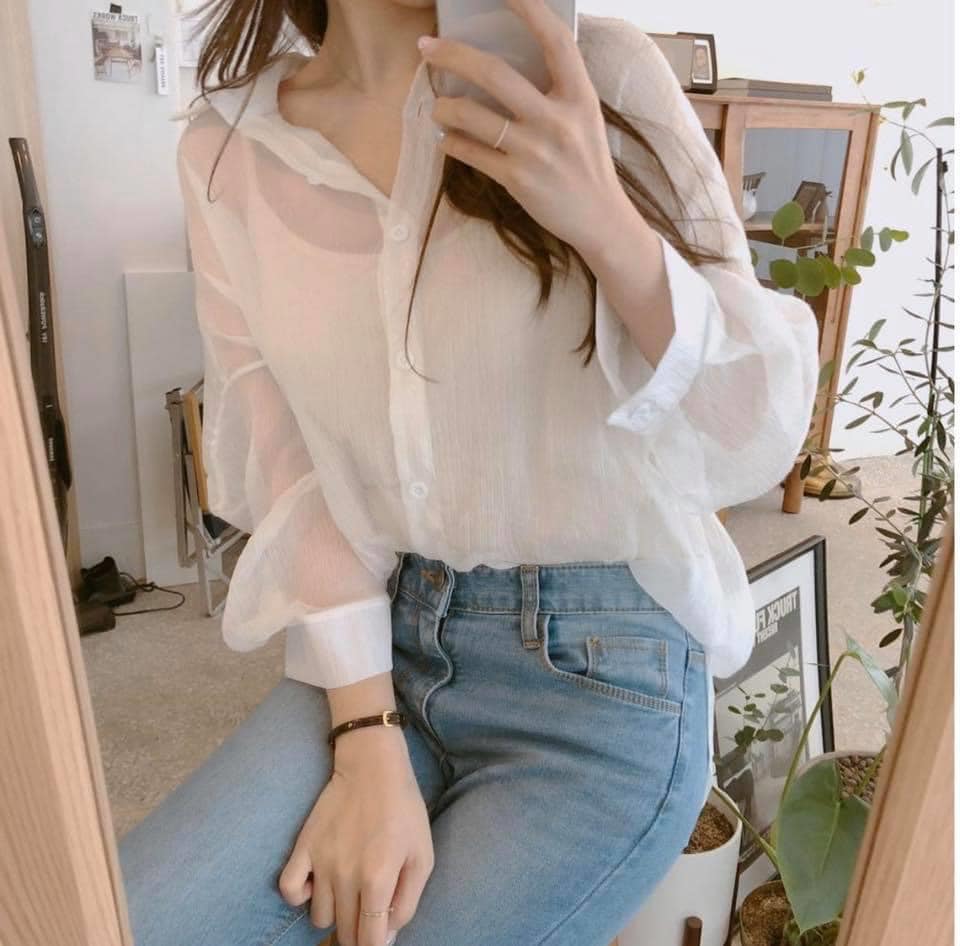( ẢNH THẬT) SÉT ÁO SƠ MI LỤA KÈM ÁO 2 DÂY THỜI TRANG HÀN QUỐC, AMELIA