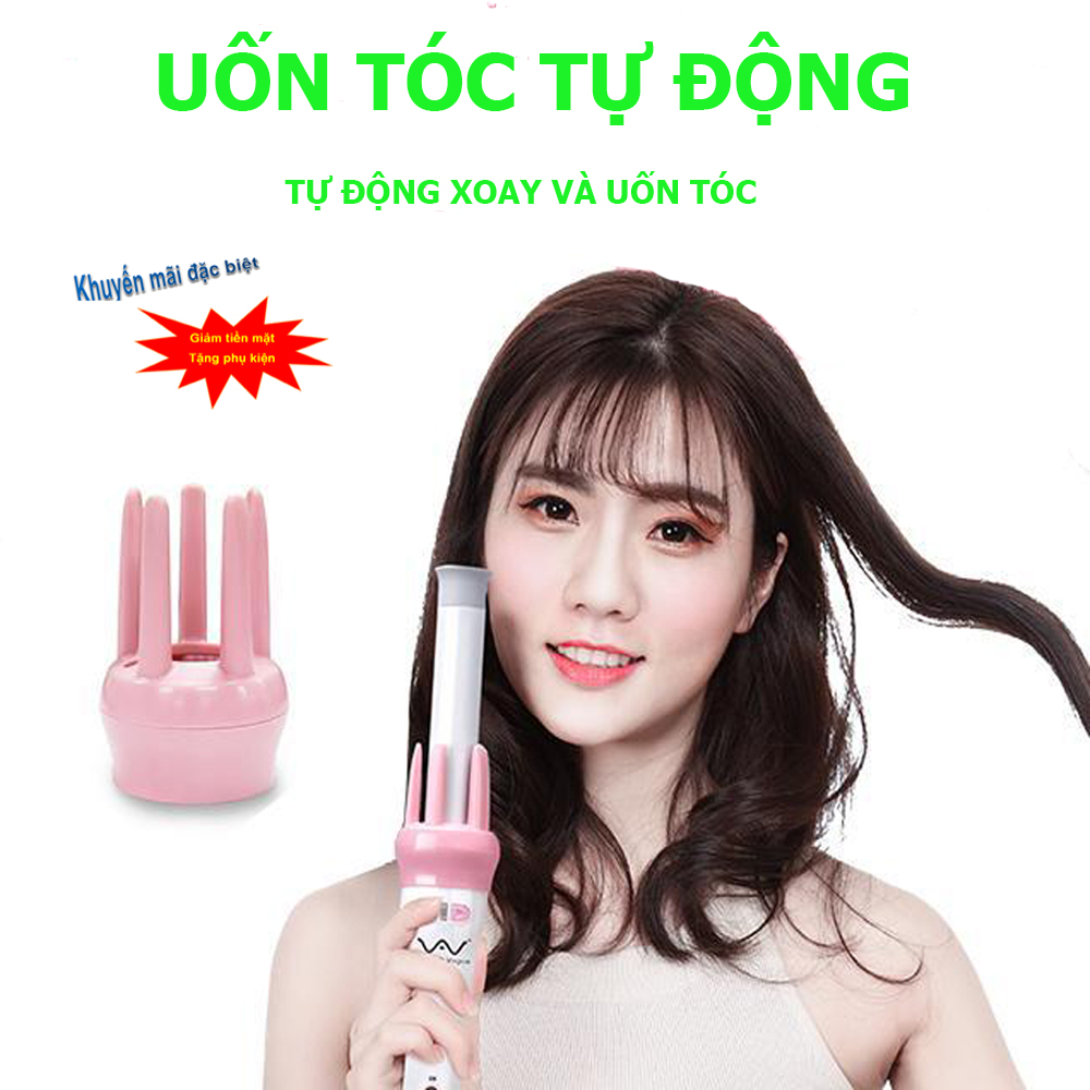 Máy UốnTóc Mi Ni, Máy Uốn Tóc Tự Động, MáyUốn Tóc Gợn Sóng, Máy uốn tóc tự động xoay 360 độ, không cháy xém, dễ dàng làm xoăn vào nếP