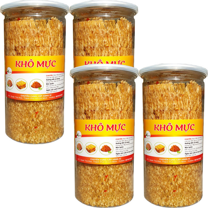 1KG MỰC ÉP TẨM GIA VỊ SK FOOD (4 HŨ MỖI HŨ 250G)