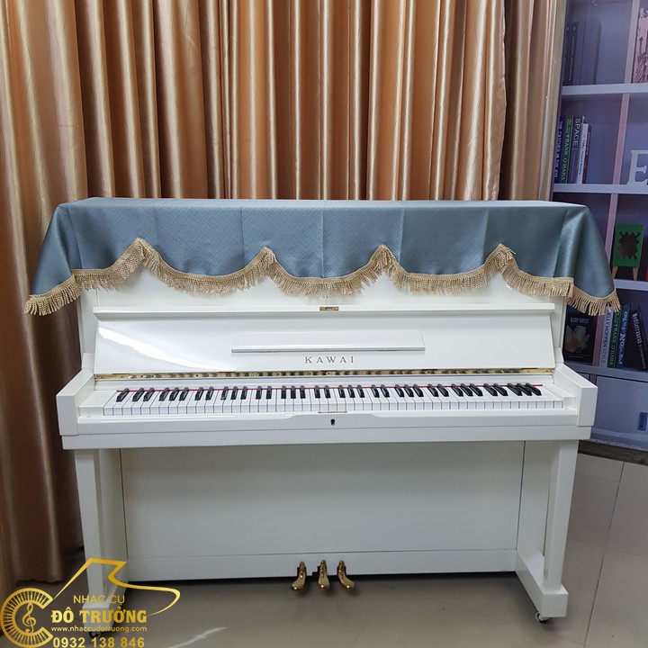 Khăn Phủ đàn piano cơ màu xanh vải cao cấp