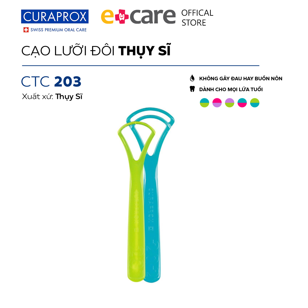 Bộ 2 cây cạo lưỡi Curaprox CTC 203 Thụy Sĩ