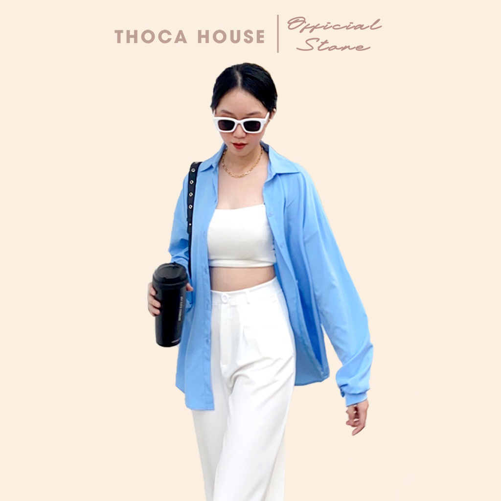 Áo sơ mi oversize trơn nhiều màu THOCA HOUSE phối đồ cực chất, hot trending