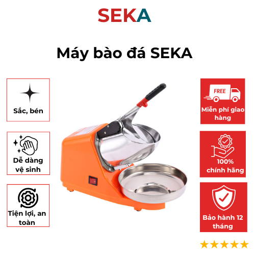 Máy bào đá SEKA, xay đá tuyết 2 lưỡi dao, 2 nắp, Bào đá nhuyễn và mịn, Máy chạy êm không gây ồn ào, bảo hành 12 tháng