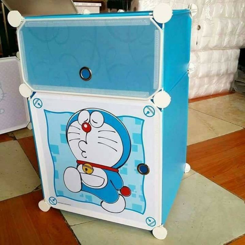 Tủ nhựa ghép - Tủ đầu giường - Xanh Doreamon