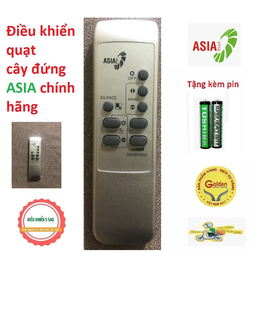 Điều khiển quạt cây đứng ASIA D10006 chính hãng nguyên gốc - Tặng kèm pin - Remote quạt Asia D10006 chính hãng - đầu bấm quạt Asia D10006 chính hãng khiển màu trắng