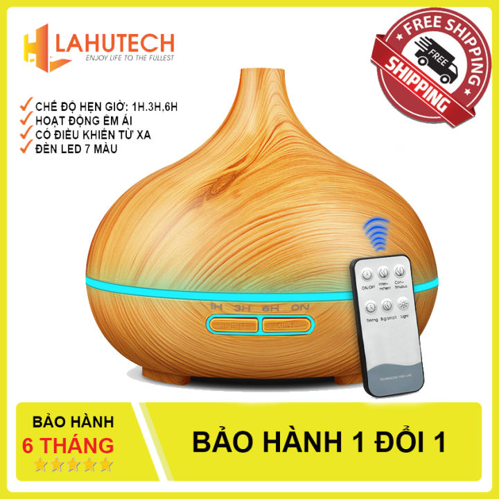 Máy khuếch tán tinh dầu Z9202, máy xông tinh dầu siêu âm cao cấp hình búp sen dung tích 500ml, thay thế đèn xông tinh dầu, máy phun sương tạo ẩm - Lahutech