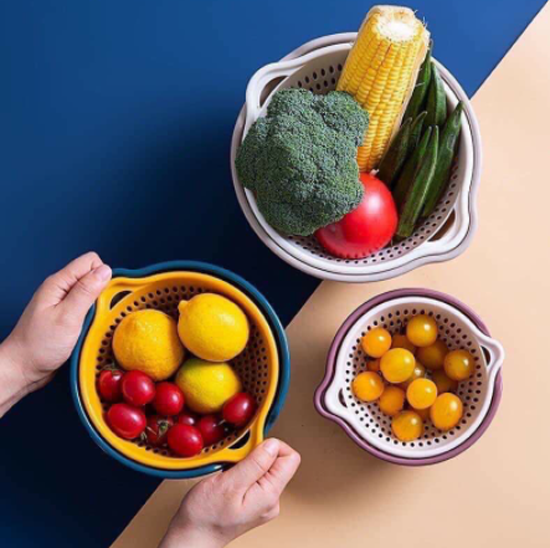 Bộ rổ nhựa vuông, rổ tròn kèm chậu 6 món cao cấp,Rổ đựng đồ đa năng