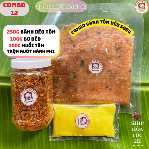 Combo Bánh Tráng Phơi Sương - Muối Tôm Hành Phi - Túi bơ béo Siêu Ngon - Ăn Là Mê - CB.A-01 - SHOP MINIMART 02