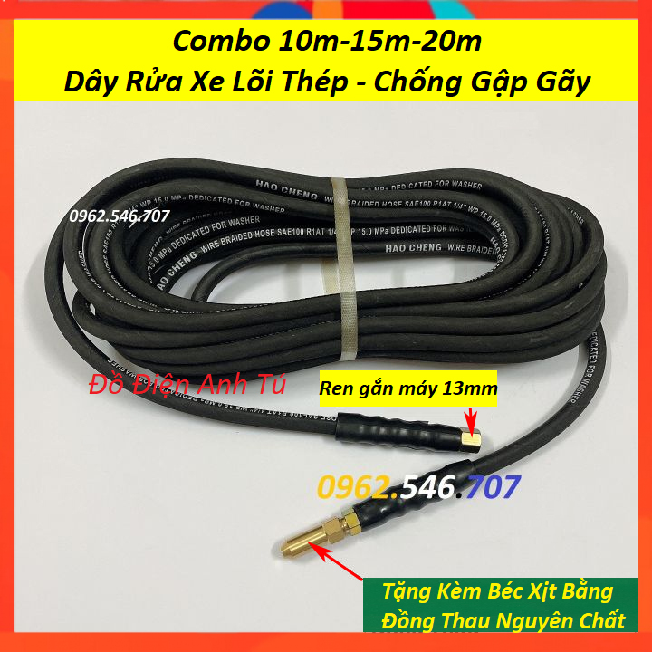 Dây rửa xe lõi thép cho máy rửa xe -Ren trong 13mm | dây cao áp cho máy rửa xe | dây xịt rửa xe | dây xịt rửa xe áp lực cao | dây rửa xe | dây rửa xe cao áp | dây rửa xe áp lực cao | dây rửa xe áp lực | dây rửa xe mini