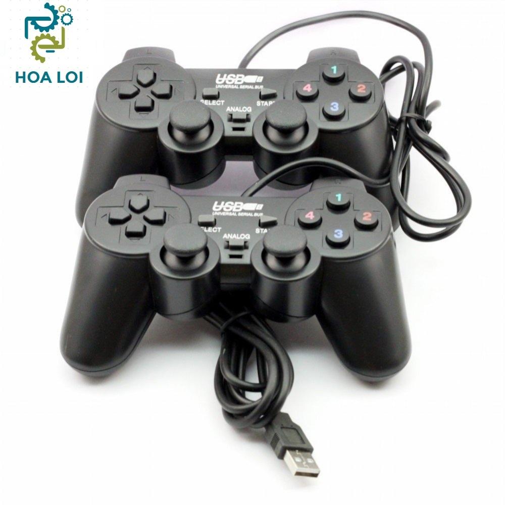 Tay cầm chơi game đôi cho PC/Laptop cổng USB China (Đen) tay cầm Hổ trợ Rung dành cho 2 người chơi