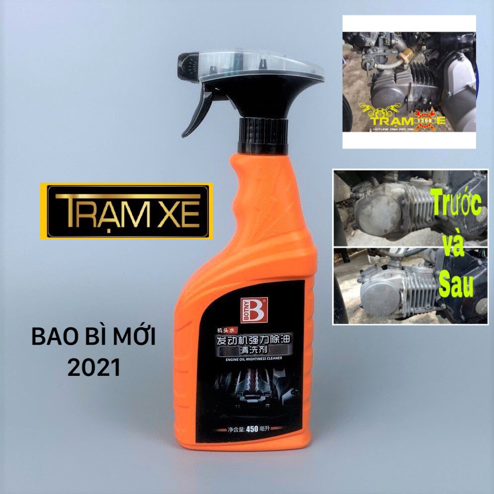 Dung dịch tẩy rửa đầu bò, lốc máy dạng xịt 450ml botny