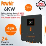 PowMr Biến tần lai năng lượng mặt trời 3KW/6KW 24V/48V MPPT Sóng sin tinh khiết 230VAC Đầu ra Mô-đun Wifi tích hợp Bộ điều khiển sạc 100A MPPT Màn hình LCD có thể chạm được Điện áp khởi động PV 65V có thể song song lên đến 6 đơn vị