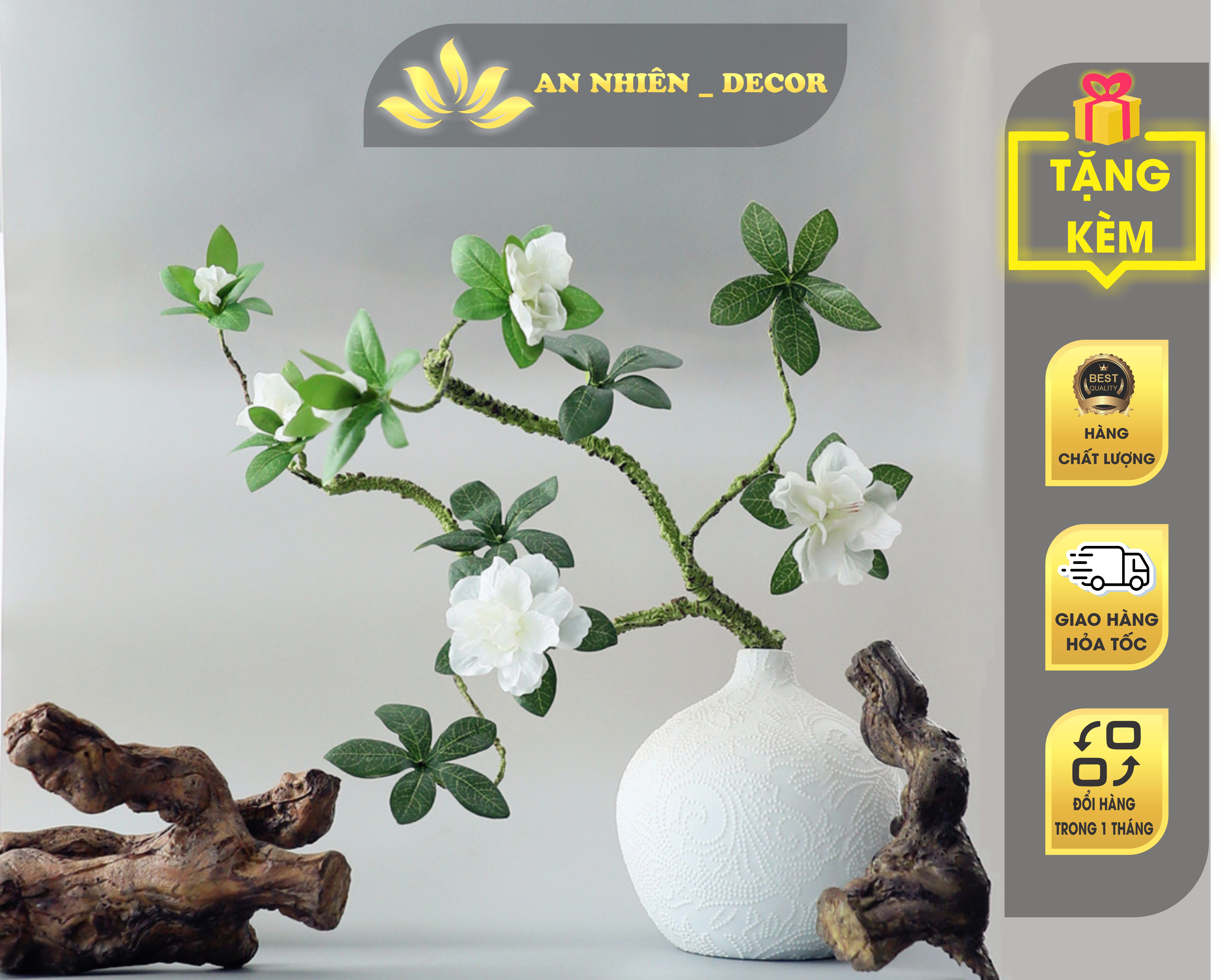 Hoa Đỗ Quyên Trang Trí Decor Nhà Cửa - Mẫu Cành đơn và cành kép nhiều hoa