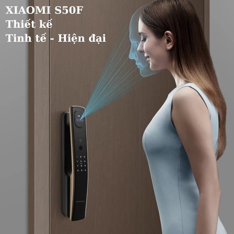 Khoá vân tay thông minh Mi Lockin S50F(bản quốc tế), nhận diện khuôn mặt FaceID, sử dụng app Mihome nhiều chế độ mở khóa khác nhau