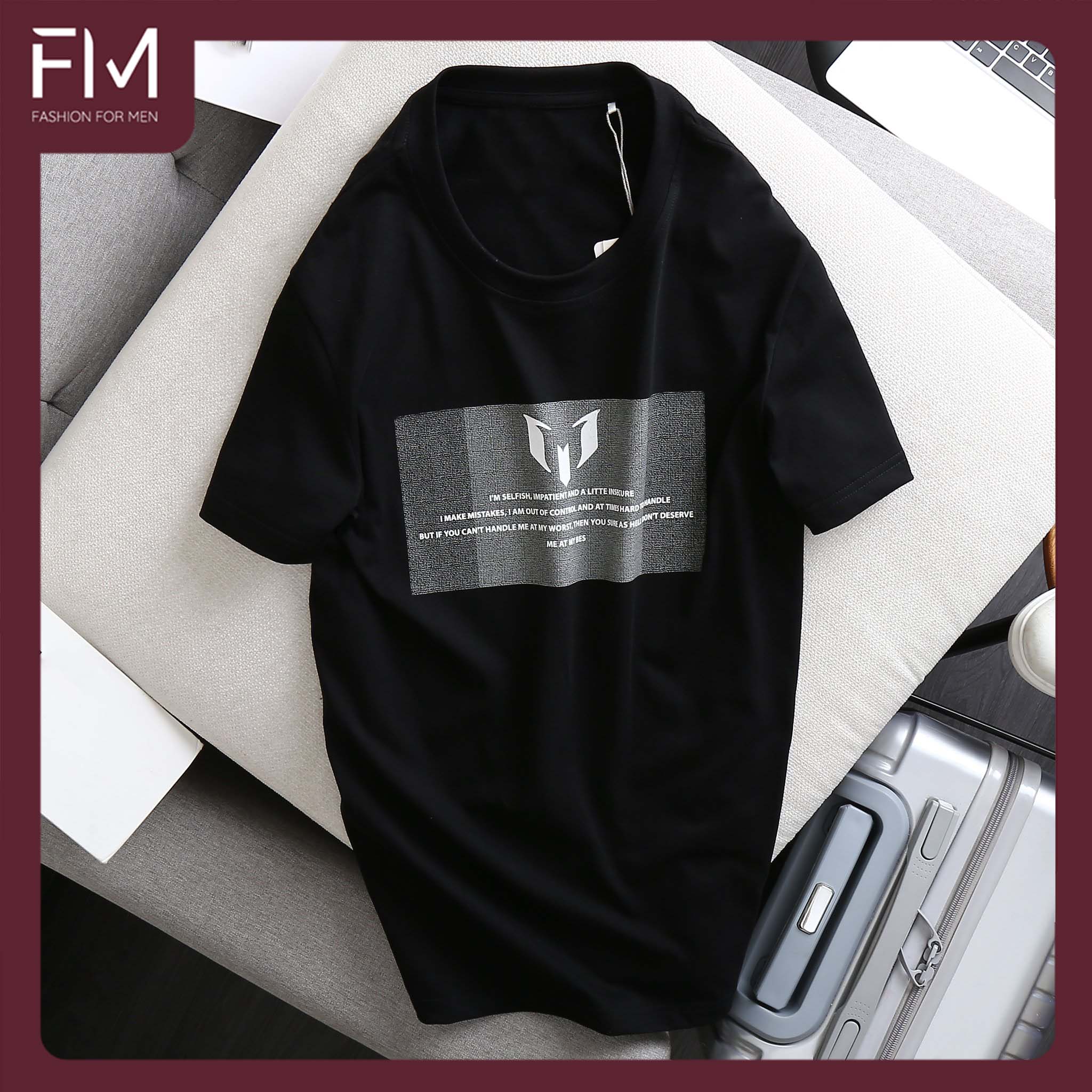 Áo thun nam cổ tròn ngắn tay chất liệu thấm hút mồ hôi phong cách đơn giản - FORMEN SHOP - FMPS146