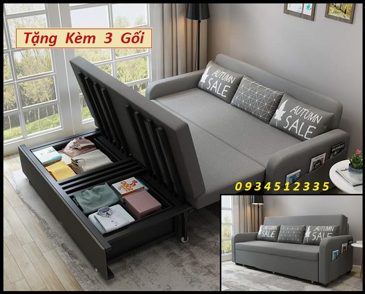 Giường sofa đa năng có ngăn chứa đồ. ghế sofa giường. sofa giường gấp gọn. giường sofa gấp gọn thành ghế sofa. giường sofa khung thép chịu lực, có ngăn chứa đồ. kt 1m6 x 1m9 tặng kèm 3 gối.