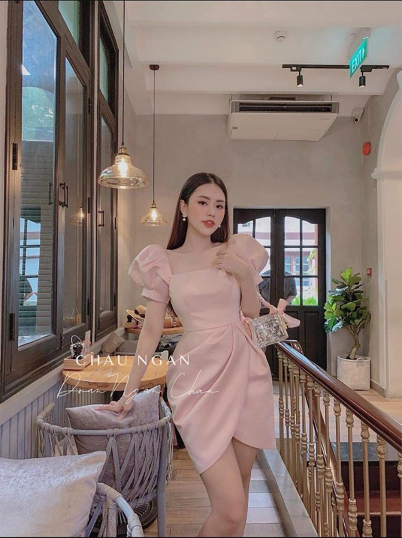 [HCM]Đầm Tay Phồng Sang Trọng  Dự Tiệc Chất Lụa Satin Cao Cấp - Thời Trang PT Shop - One size 40-52kg