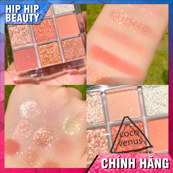 [ HOTTREND] Bảng Phấn Mắt Nhũ 9 Ô Dikalu Tông Màu Nâu Cam Vàng, mắt phấn nội địa Trung [ HipHip beauty ] A14