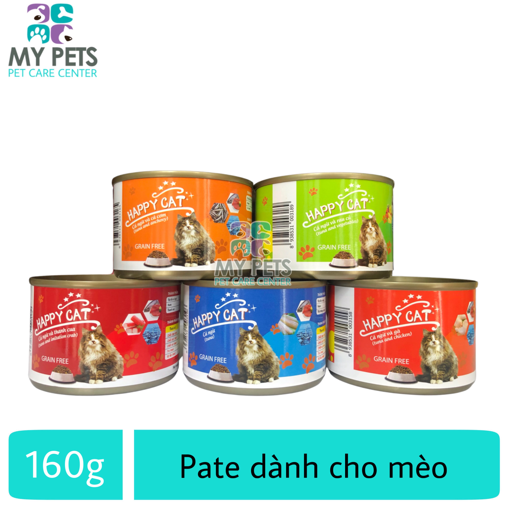 Thức ăn ướt pate Happy Cat dành cho mèo- Lon 160g