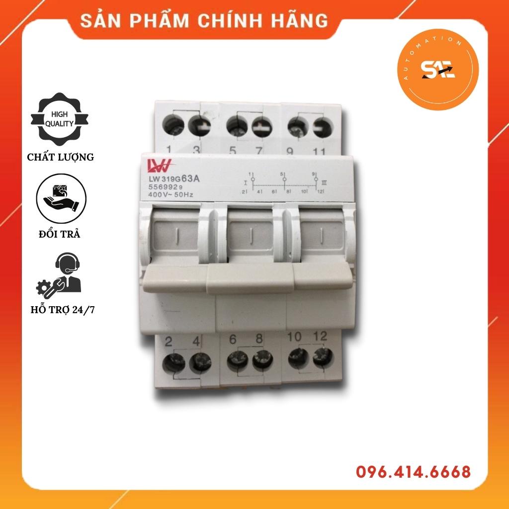 Attomat đảo chiều 3 pha 380v 63a lw319g63a, cầu dao đảo chiều, át đảo chiều, át chuyển đổi 2 nguồn điện