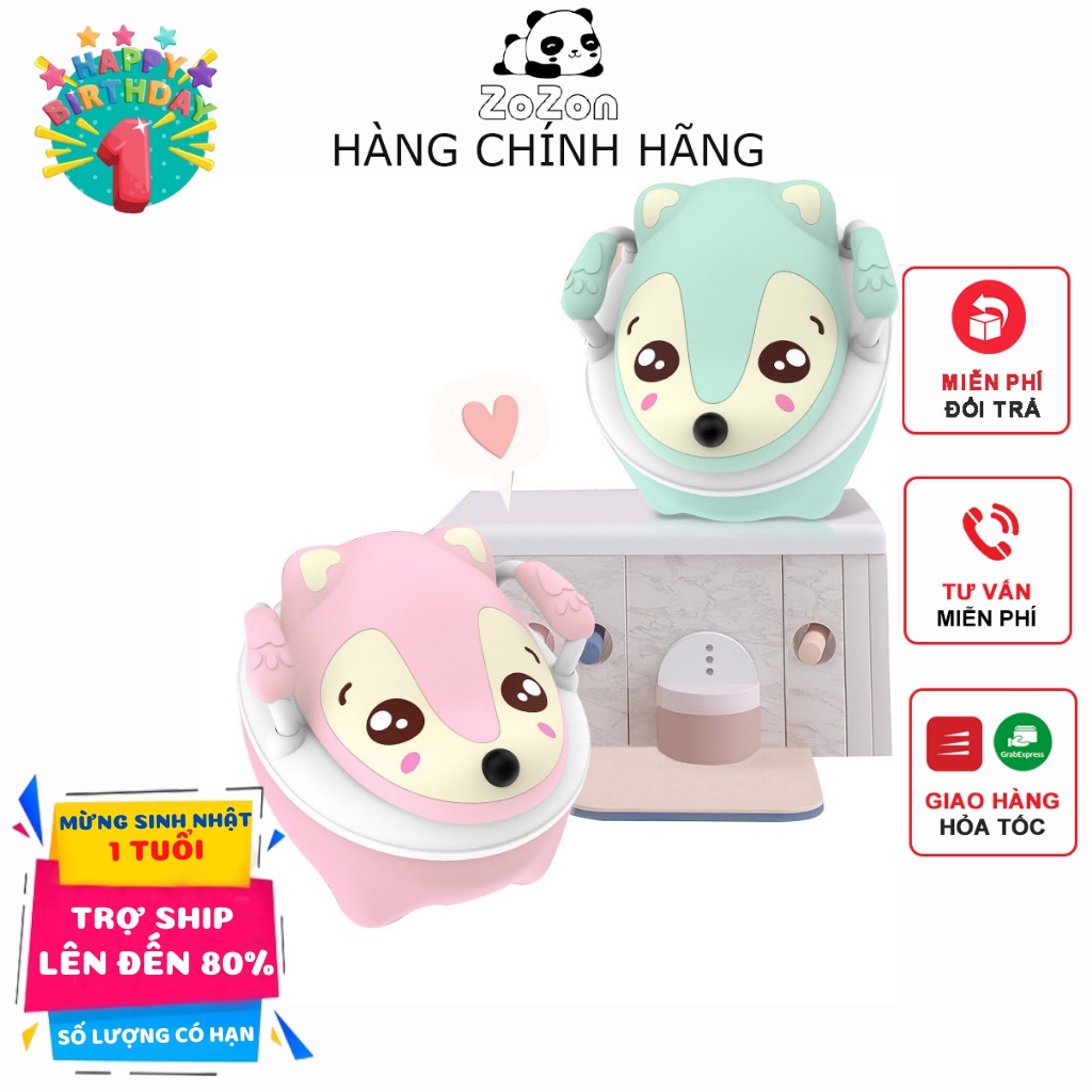 bô vệ sinh cho bé zozon ,ghế vệ sinh bằng nhựa có đệm ngồi ,cho bé trai gái hình thú gấp gọn cao cấp