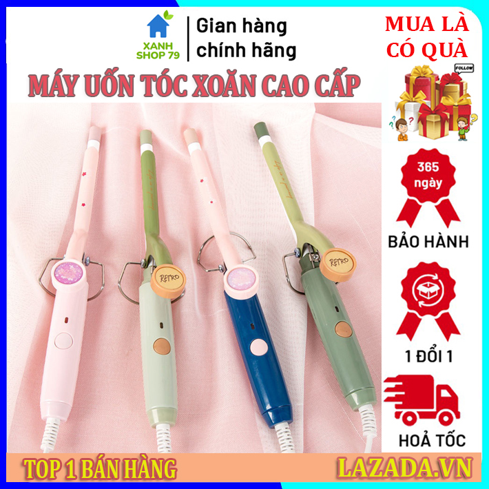 Máy uốn tóc xoăn mini, máy uốn tóc xoăn sóng giả 2 mức độ nhiệt nóng nhanh cho cả nam và nữ - máy uốc tóc xoăn xoay tự động cao cấp, gậy uốn tóc xoăn, máy kẹp tóc uốn xoăn làm đẹp, máy kẹp tóc