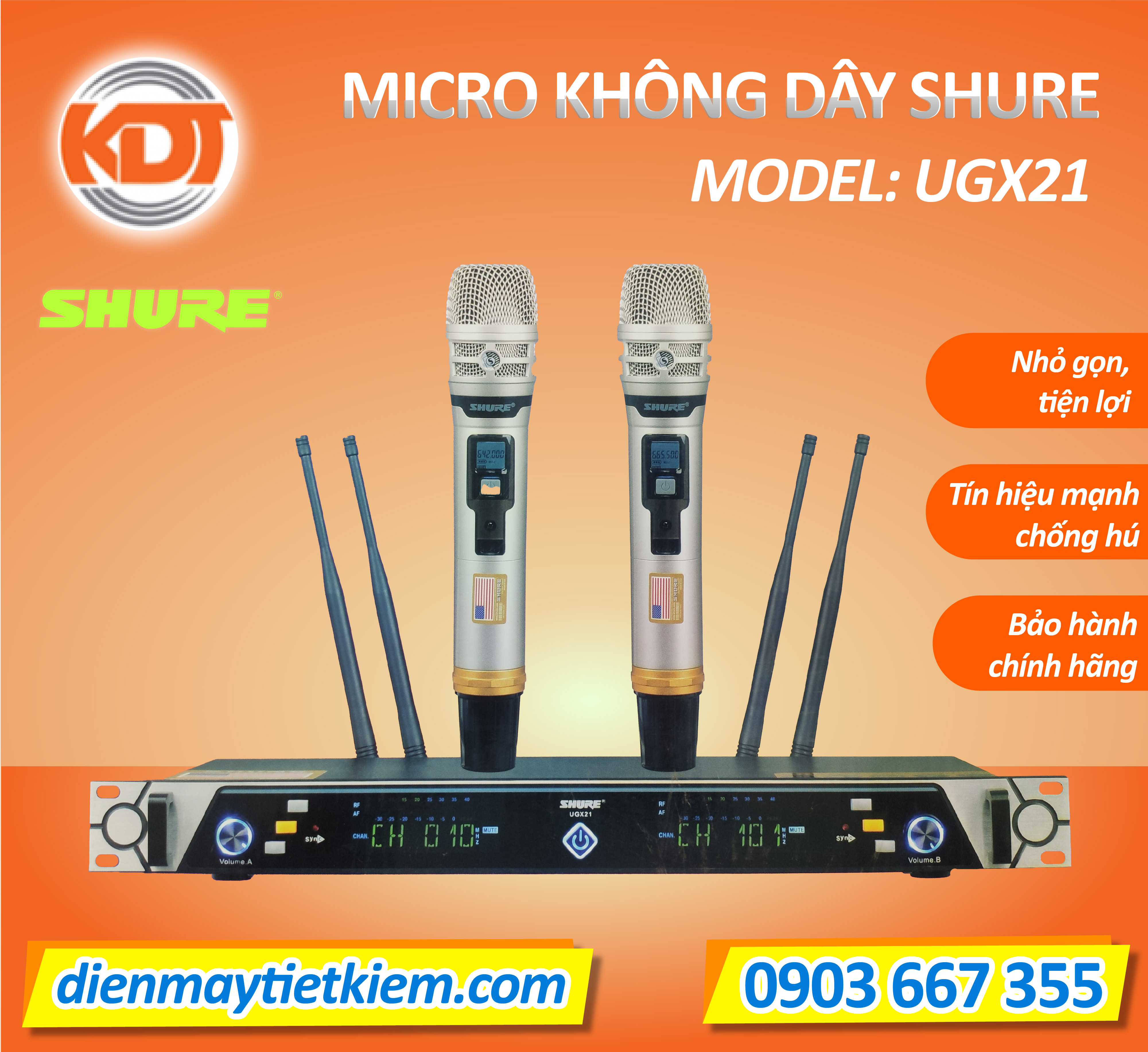 Micro Không Dây SHURE UGX 21 Cảm Biến Tự Ngắt, Dò Sóng Chỉnh Tần Số Hiện Đại. Dòng Karaoke Cao Cấp Quán Hát.