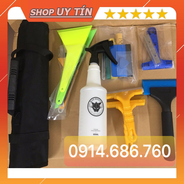 Bộ đồ nghề dán phim cách nhiệt cao cấp 20 chi tiết, dụng cụ dán kính xe chuyên nghiệp