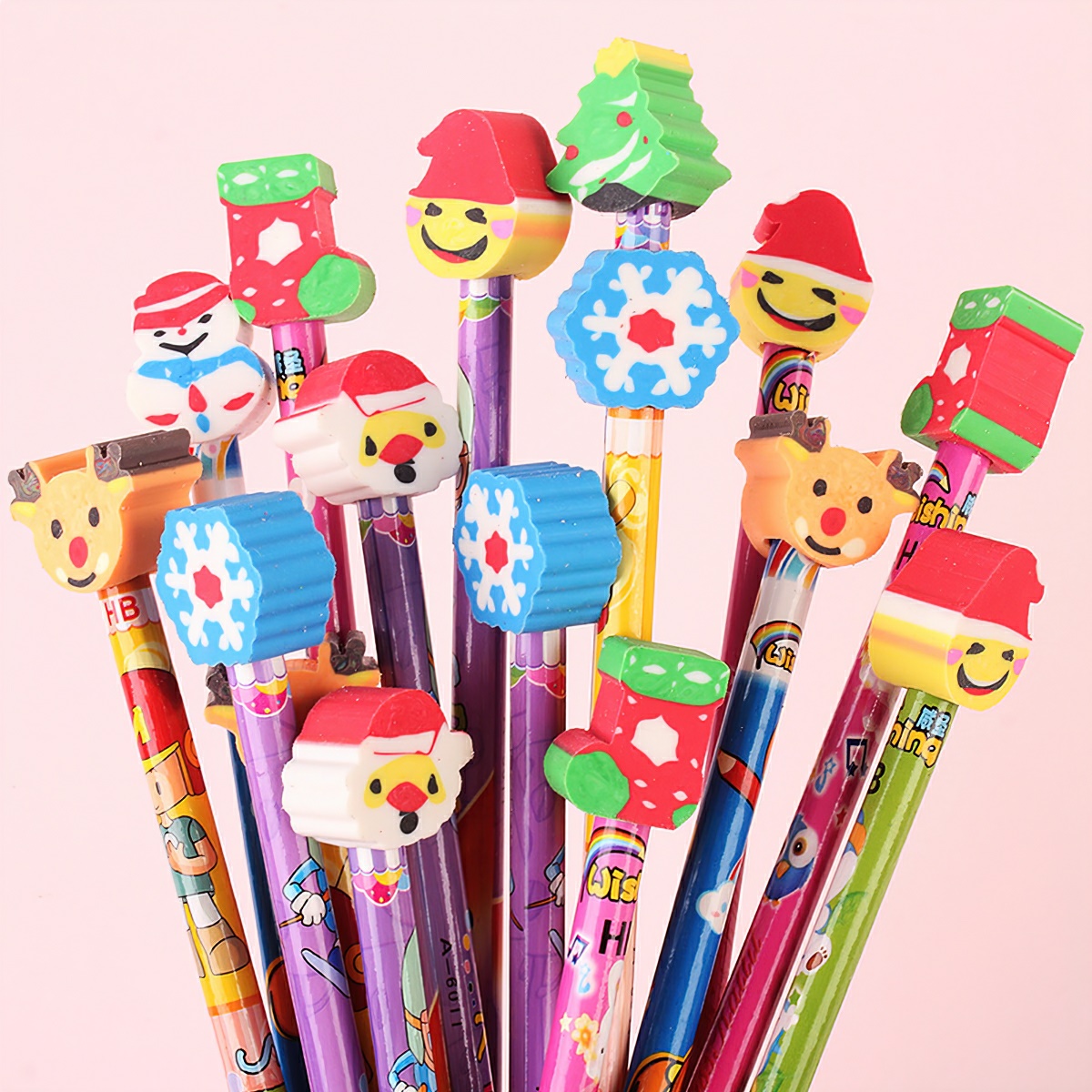 Combo 10 Bút chì gỗ đầu tẩy hoạt hình cute đáng yêu - BEAU4