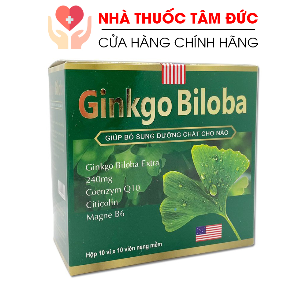 Hoạt huyết dưỡng não Ginkgo Biloba Extract 240mg giảm đau đầu hoa mắt chóng mặt rối loạn tiền đình - Hộp 100 viên
