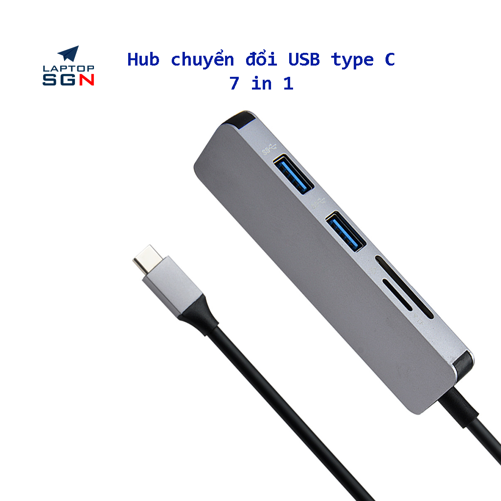 [Laptop SGN] Hub chuyển đổi USB type C 7 trong 1 sang USB 3.0 HDMI Thunderbolt 3 USB-C cho laptop ultrabook Macbook