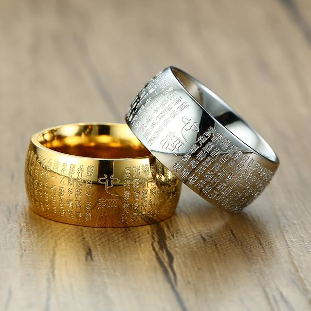 Nhẫn Tâm Chú KHẮC CHÌM Không Phai Màu-Dùng lâu dài tắm rửa thoải mái không đen
