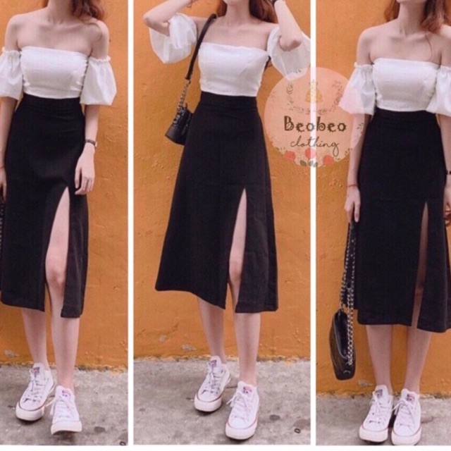 Chân váy xẻ đùi dáng dài ms14221 5fox