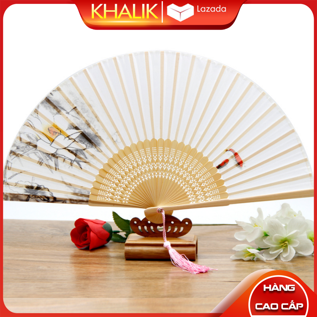 [Hàng đẹp] Quạt giấy vải lụa cổ trang gấp gọn cầm tay nan tre in họa tiết siêu đẹp - chất liệu cao cấp (Đủ 60 mẫu mã lựa chọn MS01-MS60)